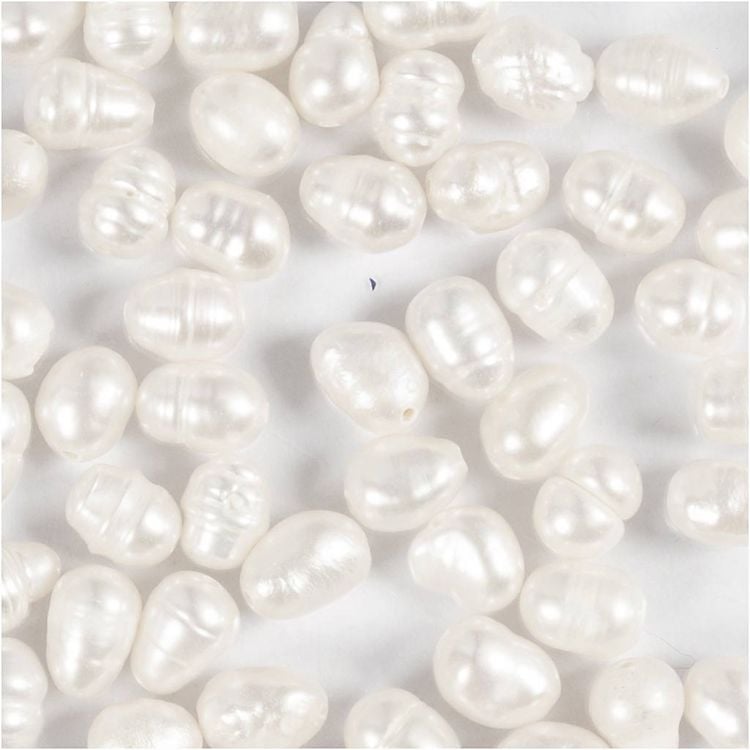 Produktbild: Creativ Company S&uuml;&szlig;wasserperlen, Quer perforiert, D 4-6 mm, Lochgr&ouml;&szlig;e 1 mm, Perlmutt, 55 Stk