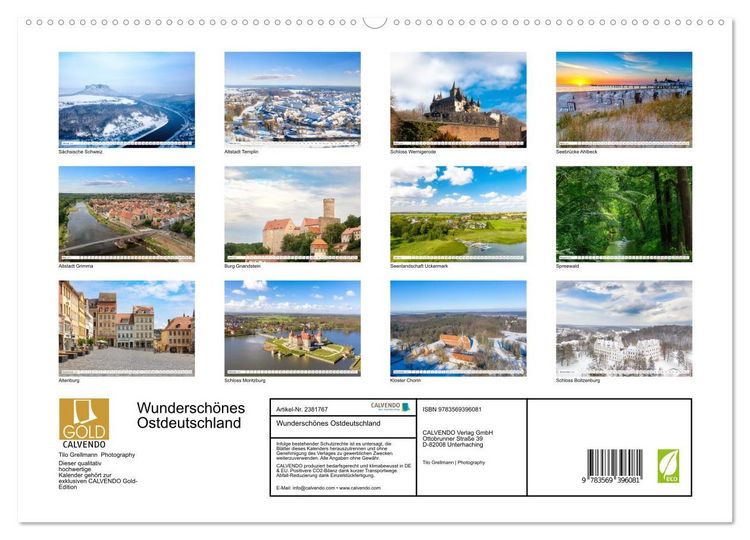 Produktbild: Wundersch&ouml;nes Ostdeutschland (hochwertiger Premium Wandkalender 2027 DIN A2 quer), Kunstdruck in Hochglanz