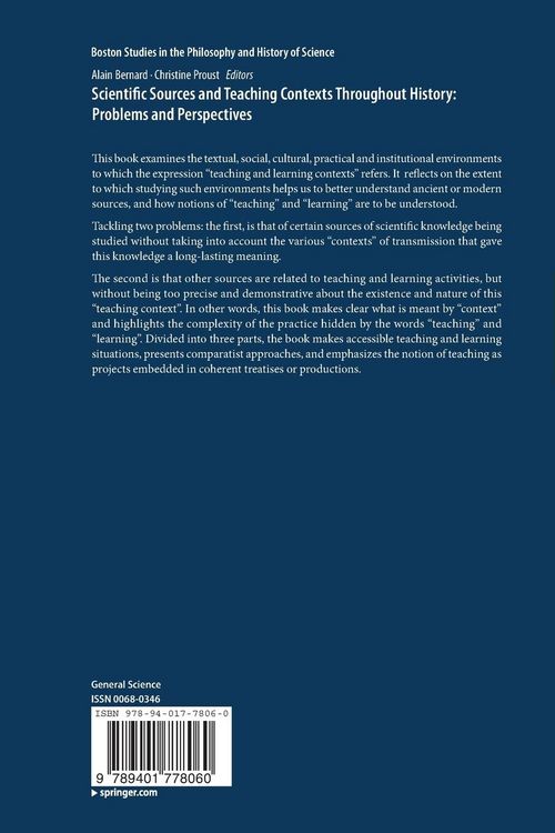 Produktbild: Scientific Sources and Teaching Contexts Throughout History: Problems and Perspectives