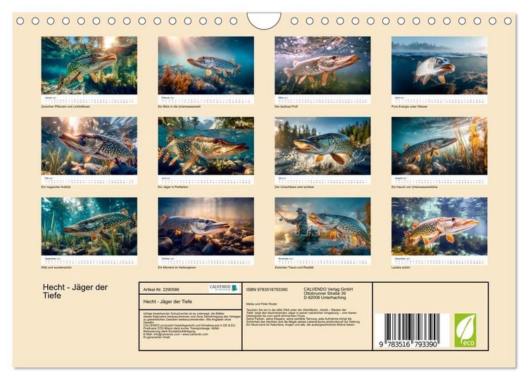 Produktbild: Hecht - J&auml;ger der Tiefe (Wandkalender 2027 DIN A4 quer), CALVENDO Monatskalender