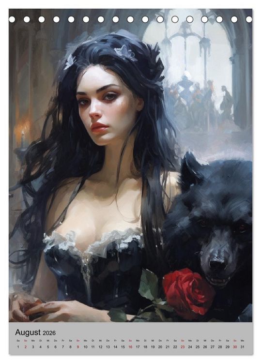 Produktbild: Gothic-Queens. Schaurig-sch&ouml;n im Renaissance-Stil (Tischkalender 2026 DIN A5 hoch), CALVENDO Monatskalender