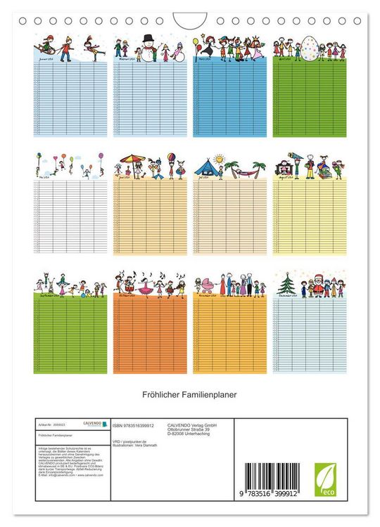 Produktbild: Fr&ouml;hlicher Familienplaner (Wandkalender 2026 DIN A4 hoch), CALVENDO Monatskalender