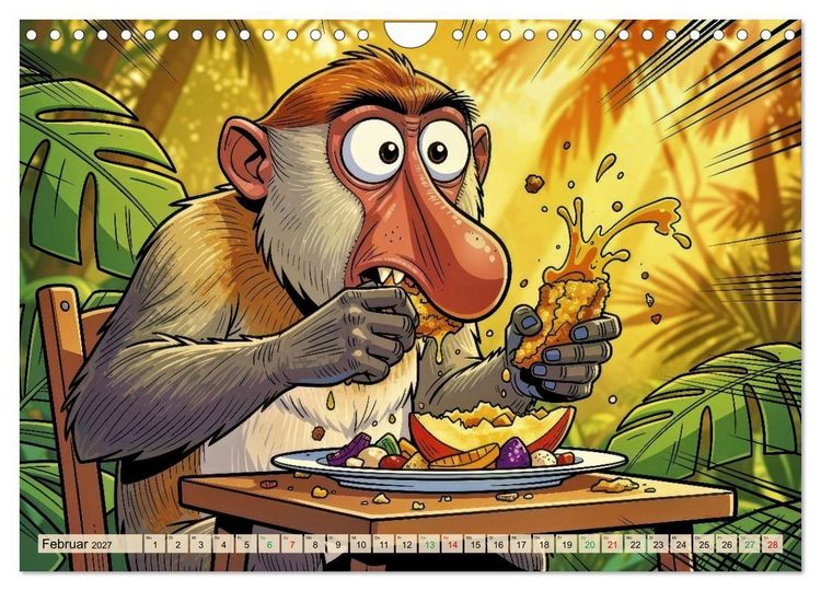 Produktbild: Lustige Nasenaffen - Comic (Wandkalender 2027 DIN A4 quer), CALVENDO Monatskalender