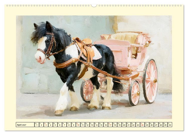 Produktbild: Zauberhafte Ponys. Kleine Pferdchen in lieblicher &Ouml;loptik (hochwertiger Premium Wandkalender 2027 DIN A2 quer), Kunstdruck in Hochglanz