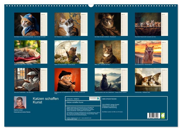 Produktbild: Katzen schaffen Kunst (Wandkalender 2026 DIN A2 quer), CALVENDO Monatskalender