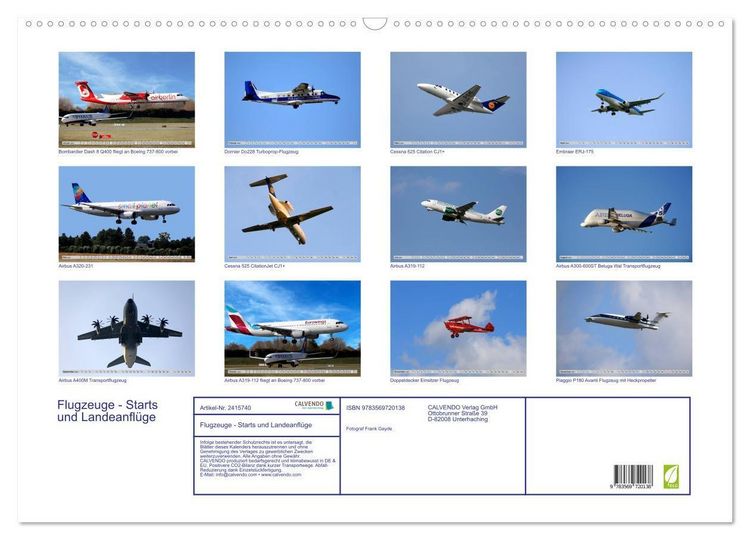 Produktbild: Flugzeuge - Starts und Landeanfl&uuml;ge (Wandkalender 2027 DIN A2 quer), CALVENDO Monatskalender