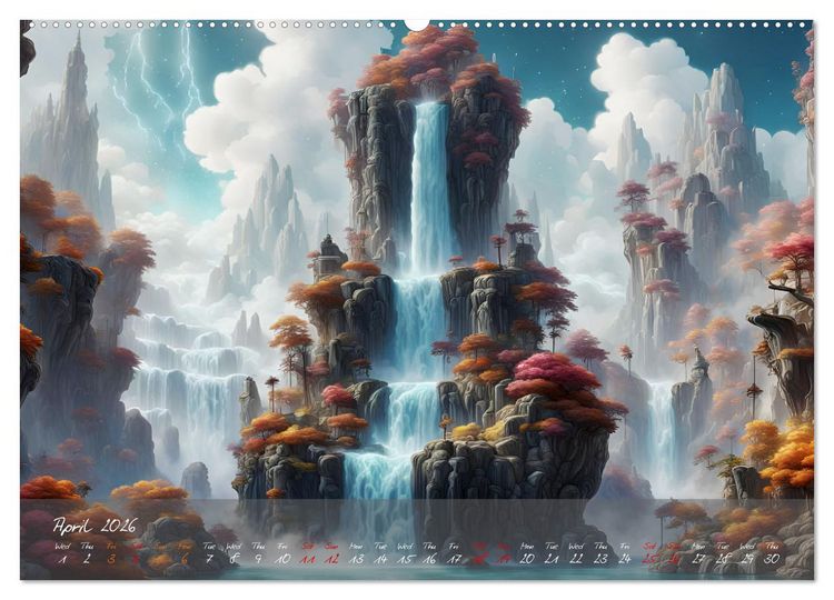 Produktbild: Enchanting waterfalls (High Quality Premium Wall Calendar 2026 DIN A2 landscape),CALVENDO 12 Month Wall Calendar