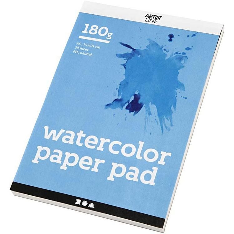 Produktbild: Creativ Company Div. Zubeh&ouml;r f&uuml;r Wasserfarben Aquarellblock, Wei&szlig;, A5, 148x210 mm, 180 g, 20 Bl./ 1 Stk