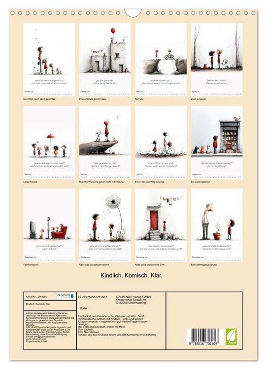 Produktbild: Kindlich. Komisch. Klar. (Wandkalender 2026 DIN A3 hoch), CALVENDO Monatskalender