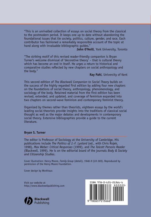 Produktbild: Blackwell Companion Social Theory 2e
