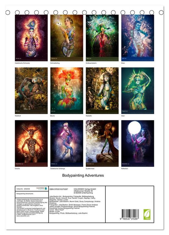 Produktbild: Bodypainting Adventures (Tischkalender 2026 DIN A5 hoch), CALVENDO Monatskalender