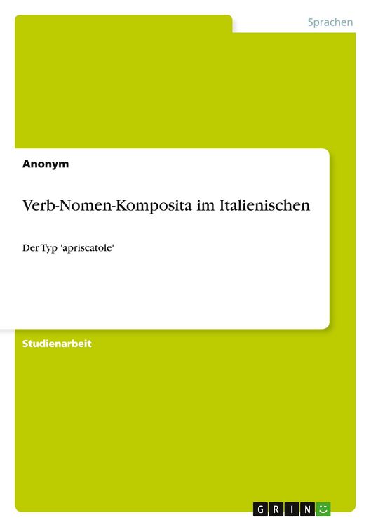 Produktbild: Verb-Nomen-Komposita im Italienischen