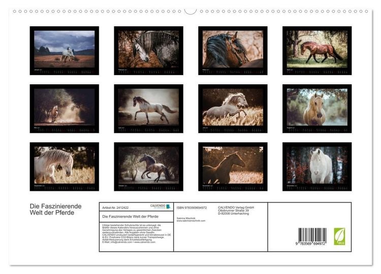 Produktbild: Die Faszinierende Welt der Pferde (hochwertiger Premium Wandkalender 2027 DIN A2 quer), Kunstdruck in Hochglanz