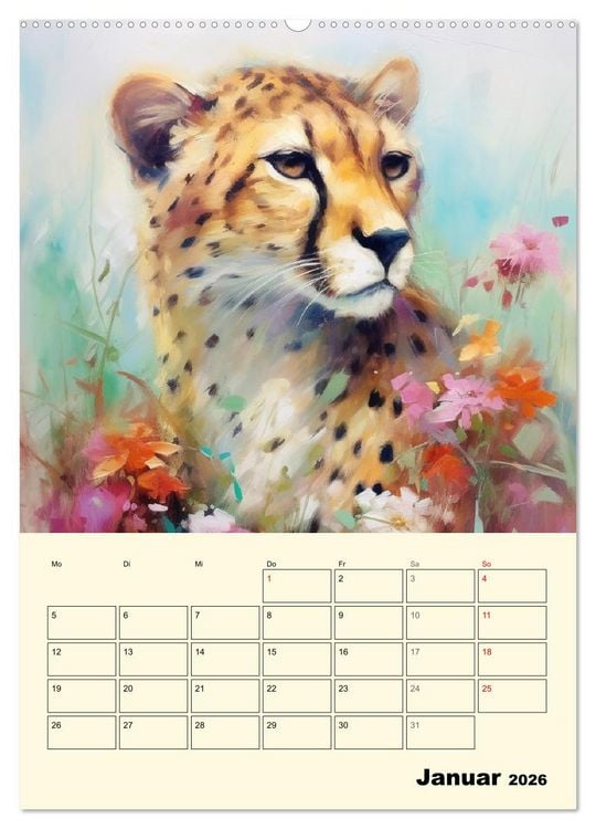 Produktbild: Raubkatzen. Zauberhafte Aquarelle (Wandkalender 2026 DIN A2 hoch), CALVENDO Monatskalender