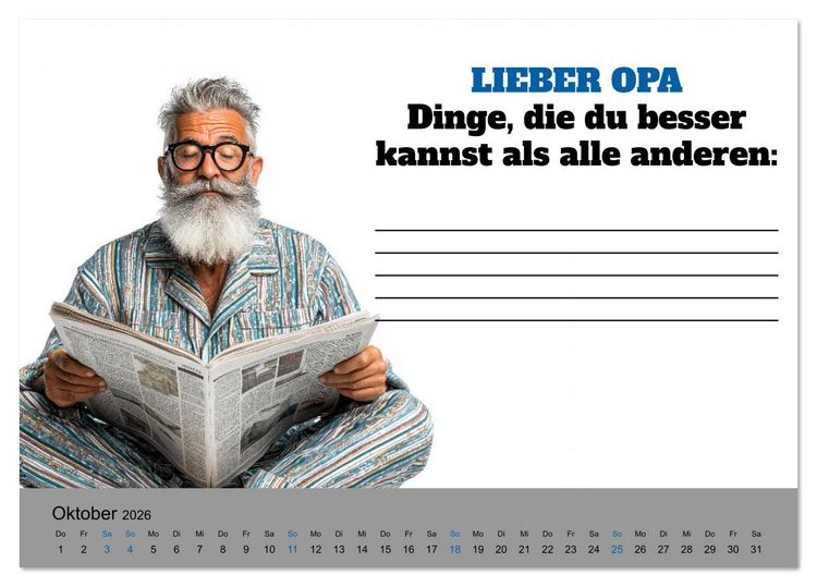 Produktbild: Kalender f&uuml;r Opa - Was ich dir sagen will (Tischkalender 2026 DIN A5 quer), CALVENDO Monatskalender