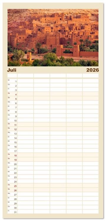Produktbild: Familienplaner 2026 - M&auml;rchenhaftes Marokko mit 5 Spalten (Wandkalender, 21 x 45 cm) CALVENDO