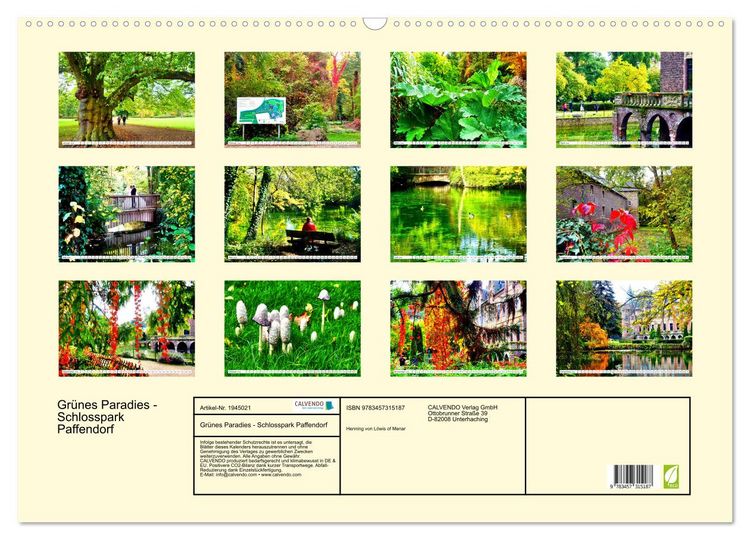 Produktbild: Gr&uuml;nes Paradies - Schlosspark Paffendorf (Wandkalender 2026 DIN A2 quer), CALVENDO Monatskalender