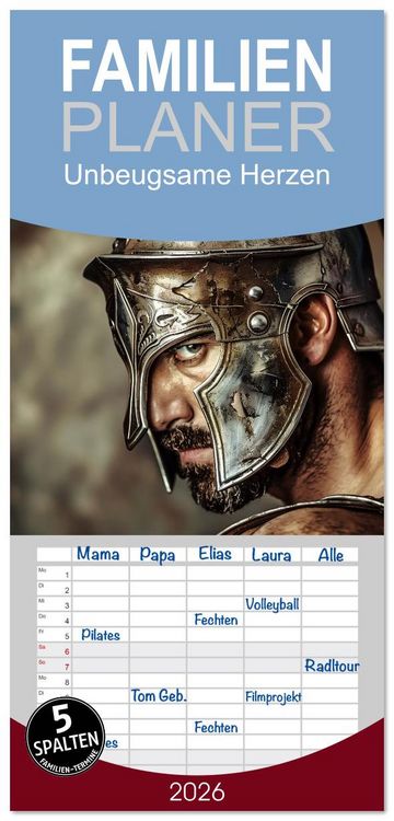 Produktbild: Familienplaner 2026 - Unbeugsame Herzen mit 5 Spalten (Wandkalender, 21 x 45 cm) CALVENDO