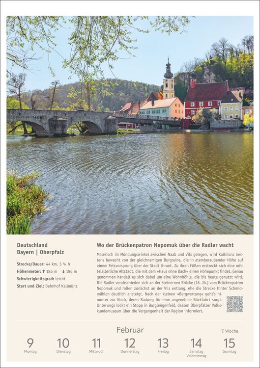 Produktbild: Radwanderlust Wochen-Kulturkalender 2026 - 53 Touren von R&uuml;gen bis S&uuml;dtirol