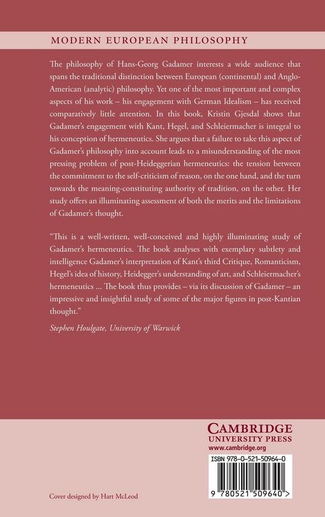 Produktbild: Gadamer and the Legacy of German Idealism