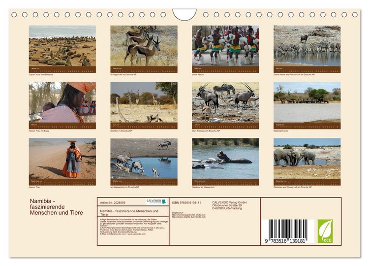 Produktbild: Namibia - faszinierende Menschen und Tiere (Wandkalender 2026 DIN A4 quer), CALVENDO Monatskalender
