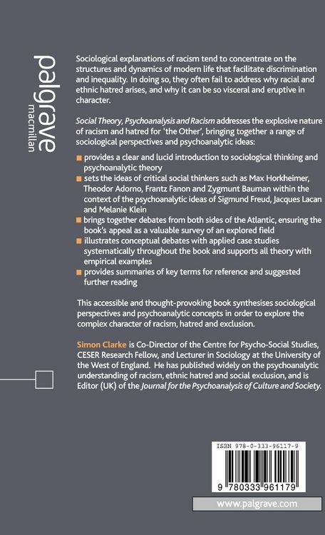 Produktbild: Social Theory, Psychoanalysis and Racism