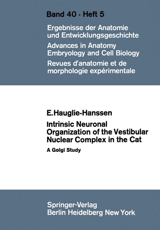Produktbild: Intrinsic Neuronal Organization of the Vestibular Nuclear Complex in the Cat
