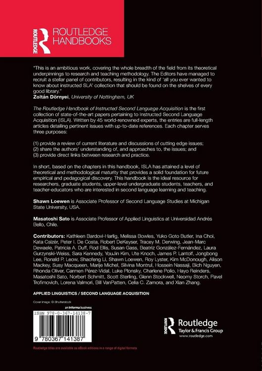 Produktbild: The Routledge Handbook of Instructed Second Language Acquisition