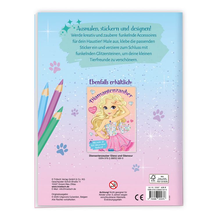 Produktbild: TR&Ouml;TSCH - Stickermalbuch Diamantenzauber Tierfreunde