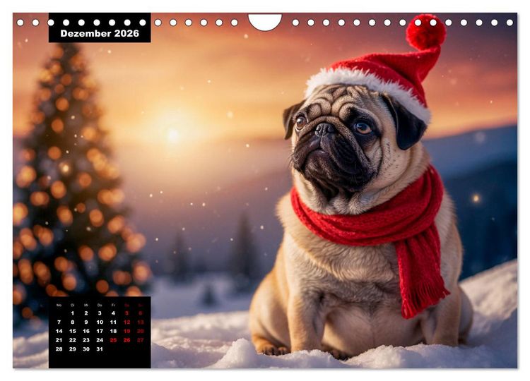 Produktbild: Mopszauber - S&uuml;&szlig;e M&ouml;pse begleiten durchs Jahr (Wandkalender 2026 DIN A4 quer), CALVENDO Monatskalender
