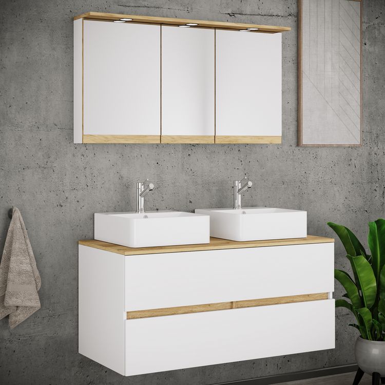 Produktbild: 4 tlg. Badm&ouml;bel-Set mit Waschbecken Cosila-A 111cm