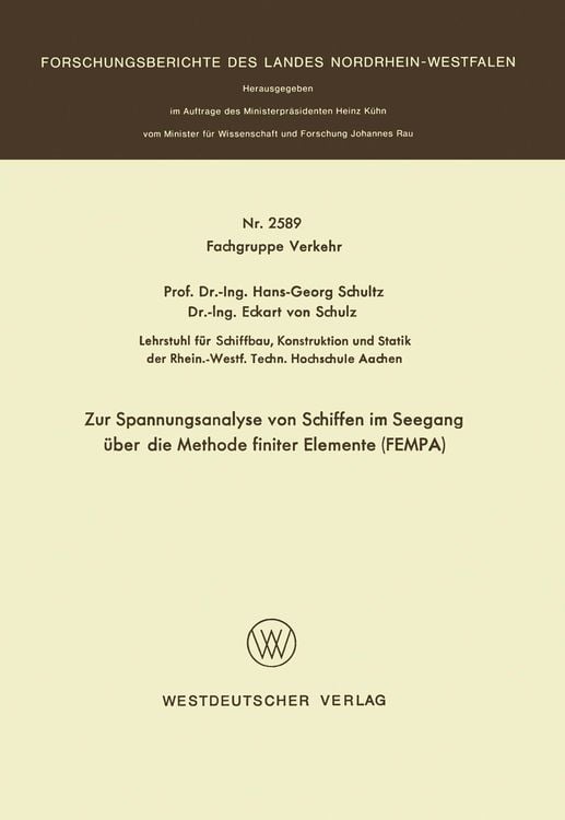 Bild vom Artikel Zur Spannungsanalyse von Schiffen im Seegang über die Methode finiter Elemente FEMPA vom Autor Hans-Georg Schultz