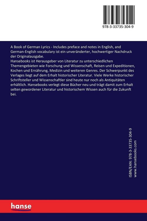 Produktbild: A Book of German Lyrics
