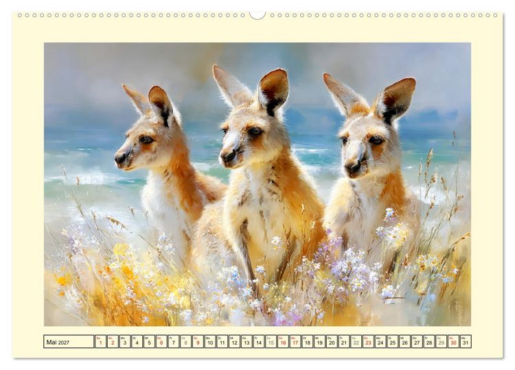 Produktbild: K&auml;ngurus. Spa&szlig; zwischen Sand, Wind und Wellen (hochwertiger Premium Wandkalender 2027 DIN A2 quer), Kunstdruck in Hochglanz