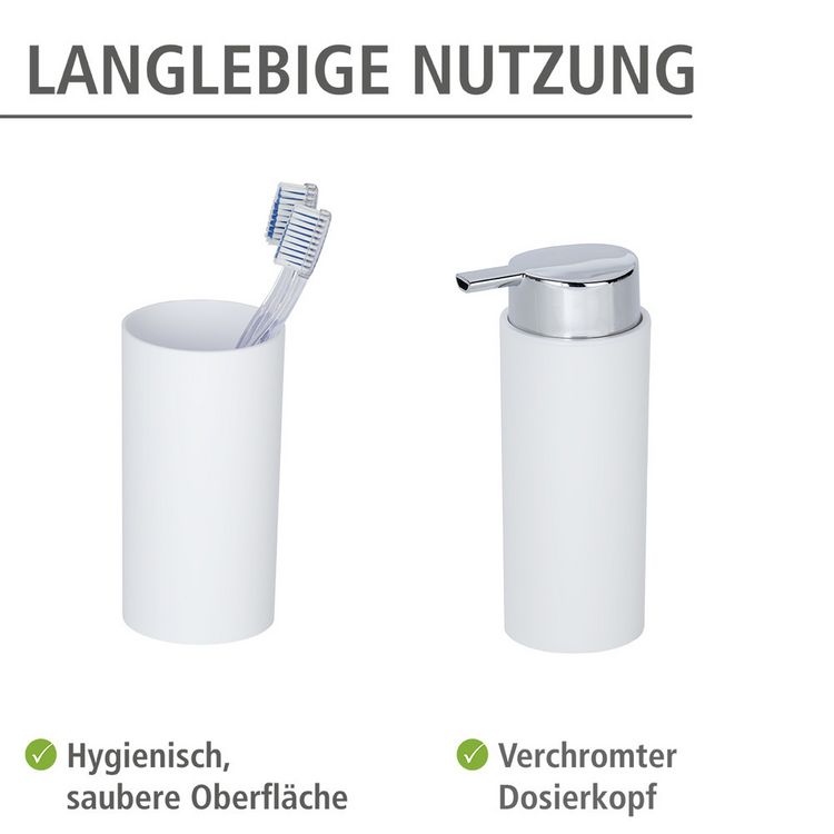 Produktbild: Bad Accessoire Set Mod. Calvo wei&szlig; matt, 4 tlg., Seifenspender, Zahnputzbecher, Toilettenb&uuml;rste &