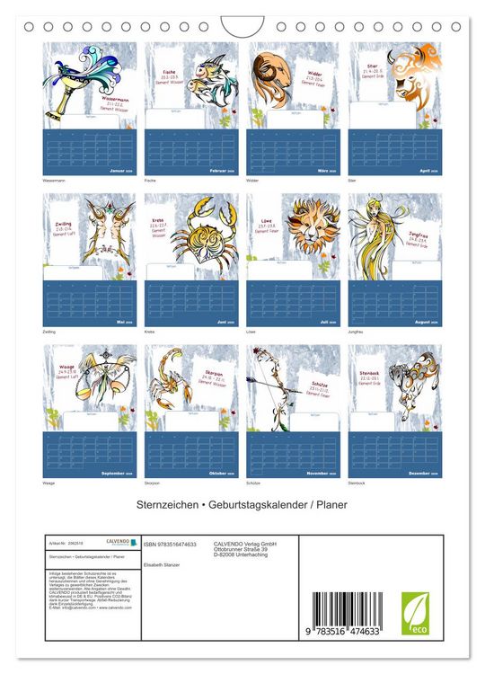 Produktbild: Sternzeichen &bull; Geburtstagskalender / Planer (Wandkalender 2026 DIN A4 hoch), CALVENDO Monatskalender