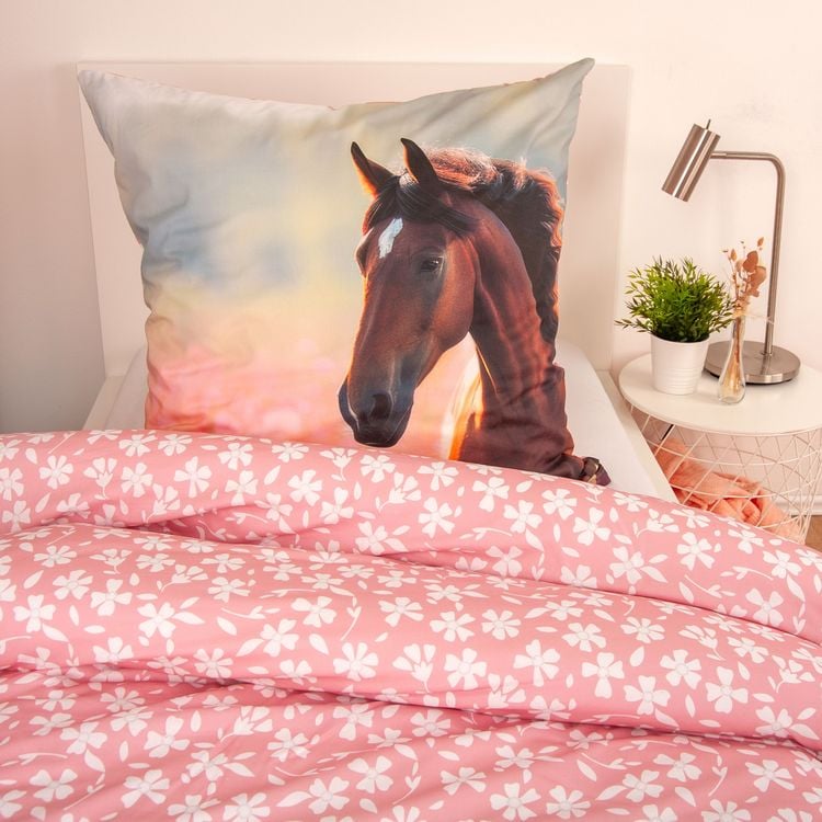 Produktbild: Herding 4424211050 - Young Collection Bettw&auml;sche Horse Love, Baumwolle/Renforc&eacute;, 135x200/80x80cm