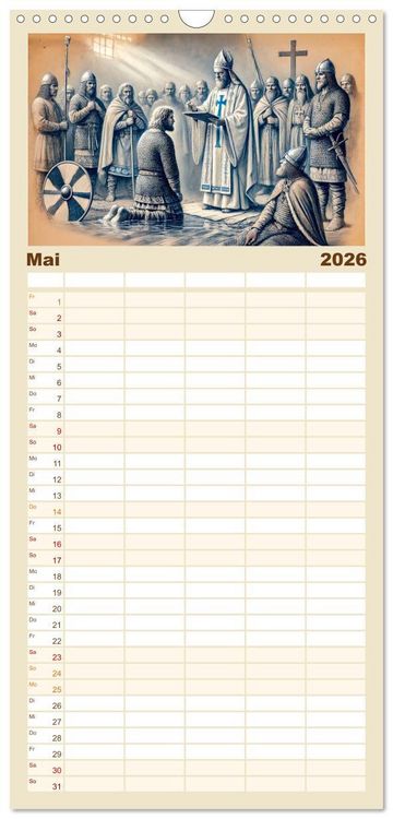 Produktbild: Familienplaner 2026 - Die Wikingerzeit - Helden, K&ouml;nige und Entdeckungen mit 5 Spalten (Wandkalender, 21 x 45 cm) CALVENDO