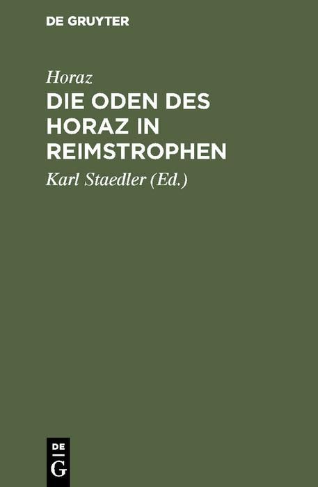 Produktbild: Die Oden des Horaz in Reimstrophen