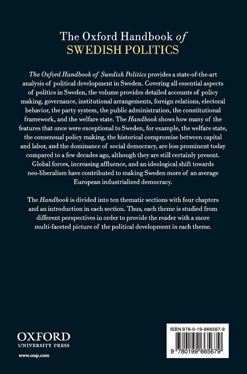 Produktbild: The Oxford Handbook of Swedish Politics