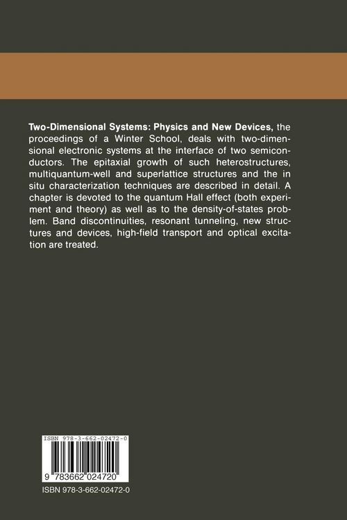 Produktbild: Two-Dimensional Systems: Physics and New Devices
