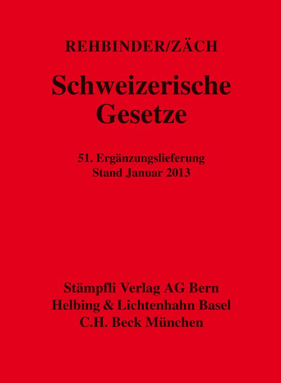 Produktbild: Schweizerische Gesetze, 51. Erg&auml;nzungslieferung