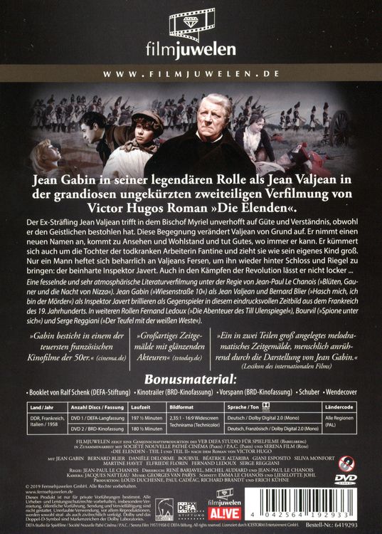 Produktbild: Die Elenden / Die Miserablen - Der legend&auml;re Kino-Zweiteiler (DEFA Filmjuwelen) (2 DVDs)