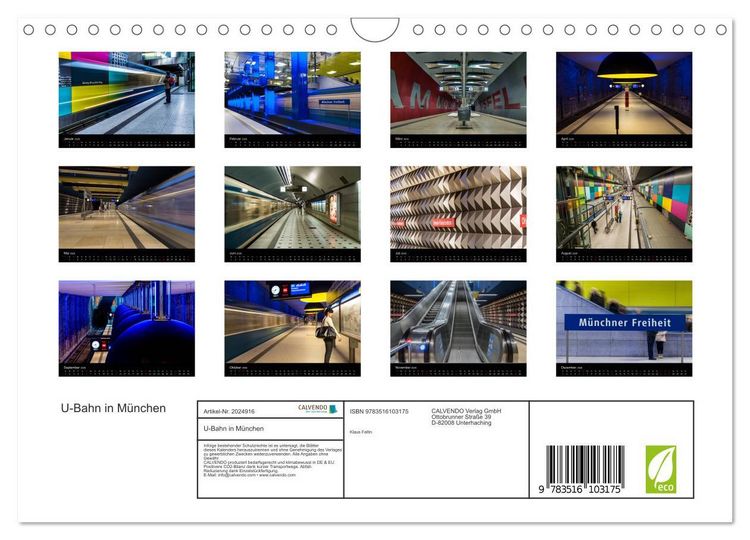 Produktbild: U-Bahn in M&uuml;nchen (Wandkalender 2026 DIN A4 quer), CALVENDO Monatskalender