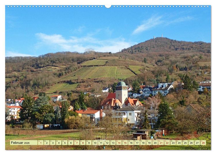 Produktbild: Weinregion Bergstra&szlig;e Burgen, Wein und Mandelbl&uuml;te (hochwertiger Premium Wandkalender 2026 DIN A2 quer), Kunstdruck in Hochglanz