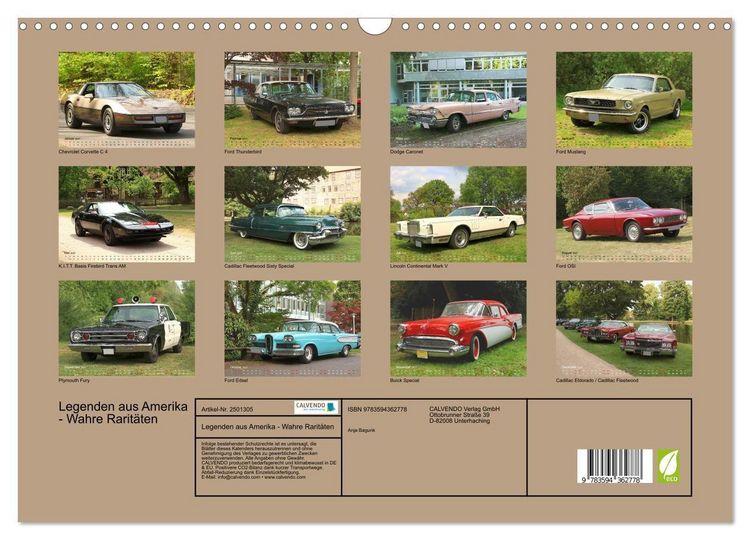 Produktbild: Legenden aus Amerika - Wahre Rarit&auml;ten (Wandkalender 2027 DIN A3 quer), CALVENDO Monatskalender