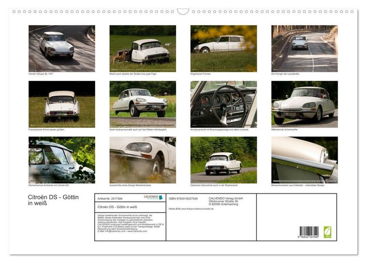 Produktbild: Citro&euml;n DS - G&ouml;ttin in wei&szlig; (Wandkalender 2026 DIN A2 quer), CALVENDO Monatskalender