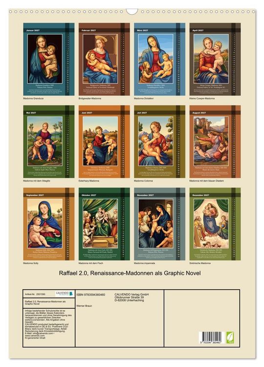 Produktbild: Raffael 2.0, Renaissance-Madonnen als Graphic Novel (Wandkalender 2027 DIN A2 hoch), CALVENDO Monatskalender