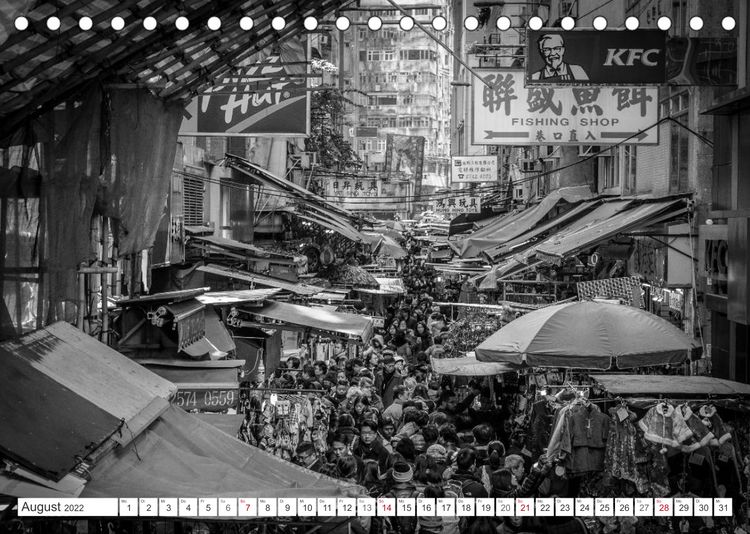 Produktbild: Hongkong - Die Metropole am s&uuml;dchinesischen Meer in Schwarzwei&szlig; (Tischkalender 2022 DIN A5 quer)