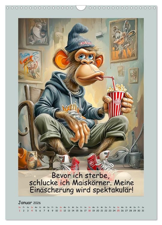 Produktbild: Affengeil. Humor aus dem Gro&szlig;stadtdschungel (Wandkalender 2026 DIN A3 hoch), CALVENDO Monatskalender